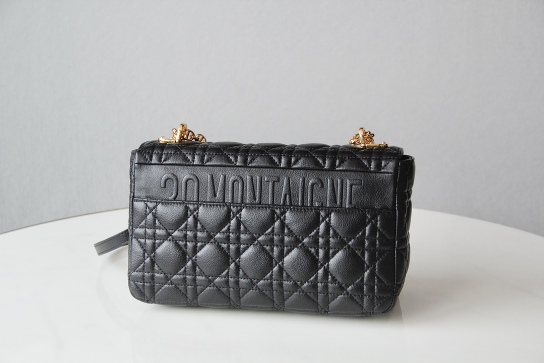 Medium Dior Caro Bag Black Cannage Supple Calfskin